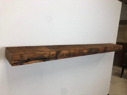 60" Reclaimed Barn Wood Fireplace Mantel Shelf - 3x7