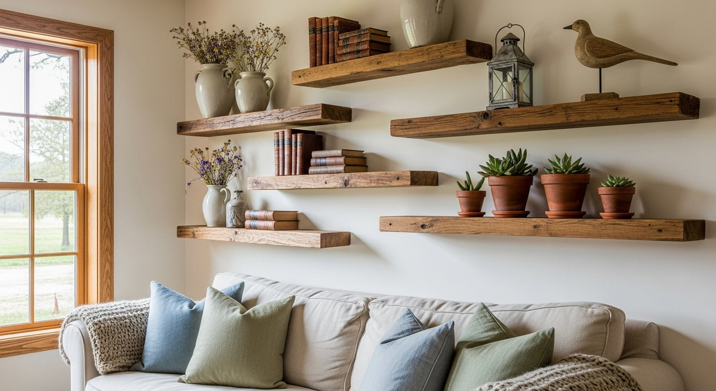 Planed and Sanded Reclaimed Barn Wood Fireplace Mantel Shelf - 3x7