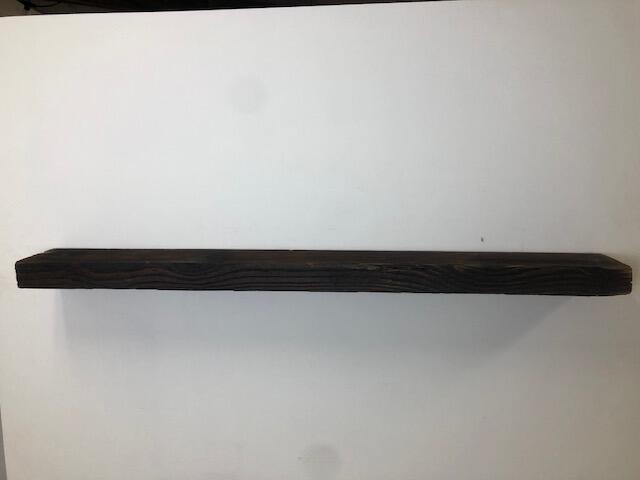 60" Reclaimed Barn Wood Fireplace Mantel Shelf - 3x7 front on white wall front view