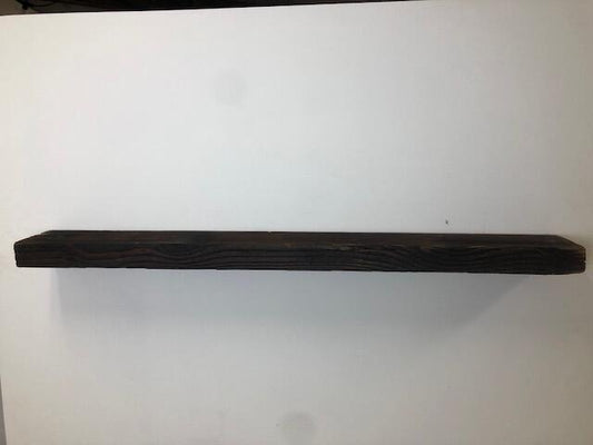 60" Reclaimed Barn Wood Fireplace Mantel Shelf - 3x7 front on white wall front view