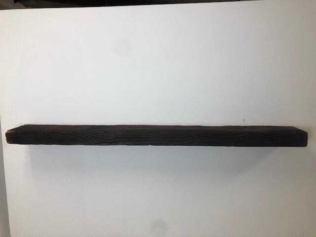 60" Reclaimed Barn Wood Fireplace Mantel Shelf - 3x7 front on white wall front view 2
