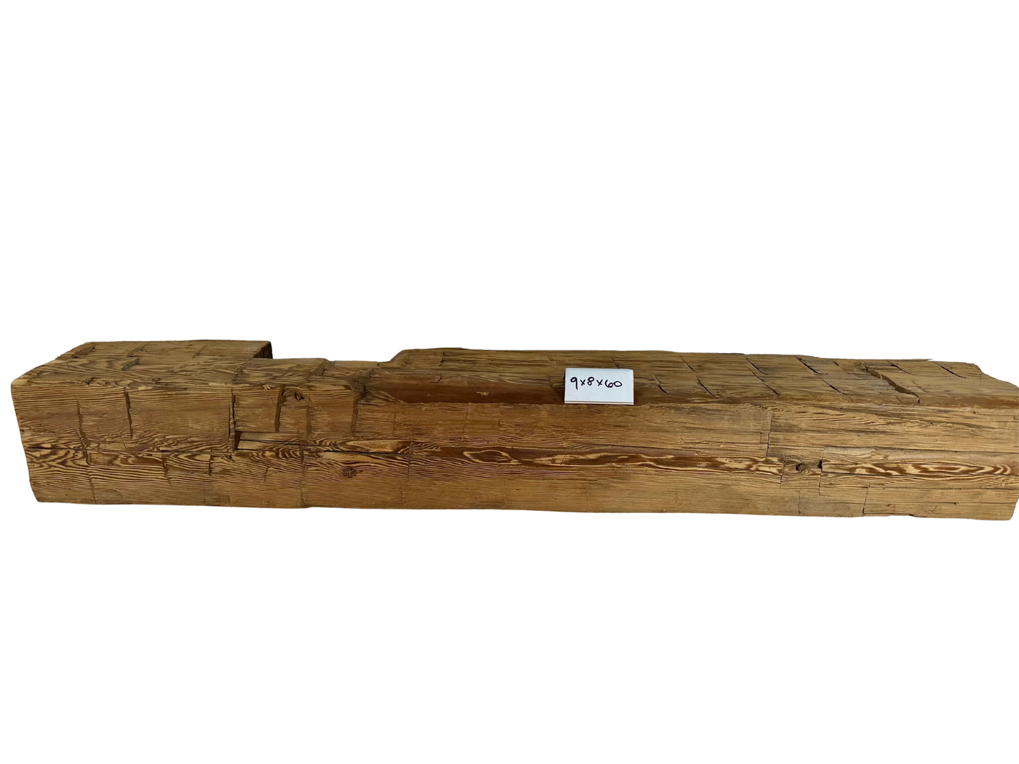 Hand Hewn Beam Fireplace Mantel - 8"H x 9"D x 60"L