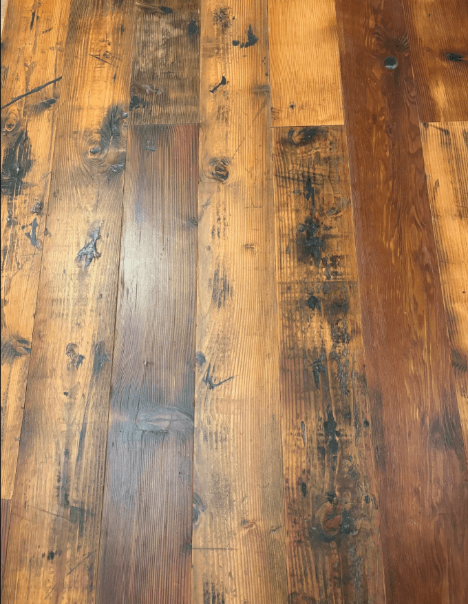 Douglas Fir reclaimed wood flooring close up