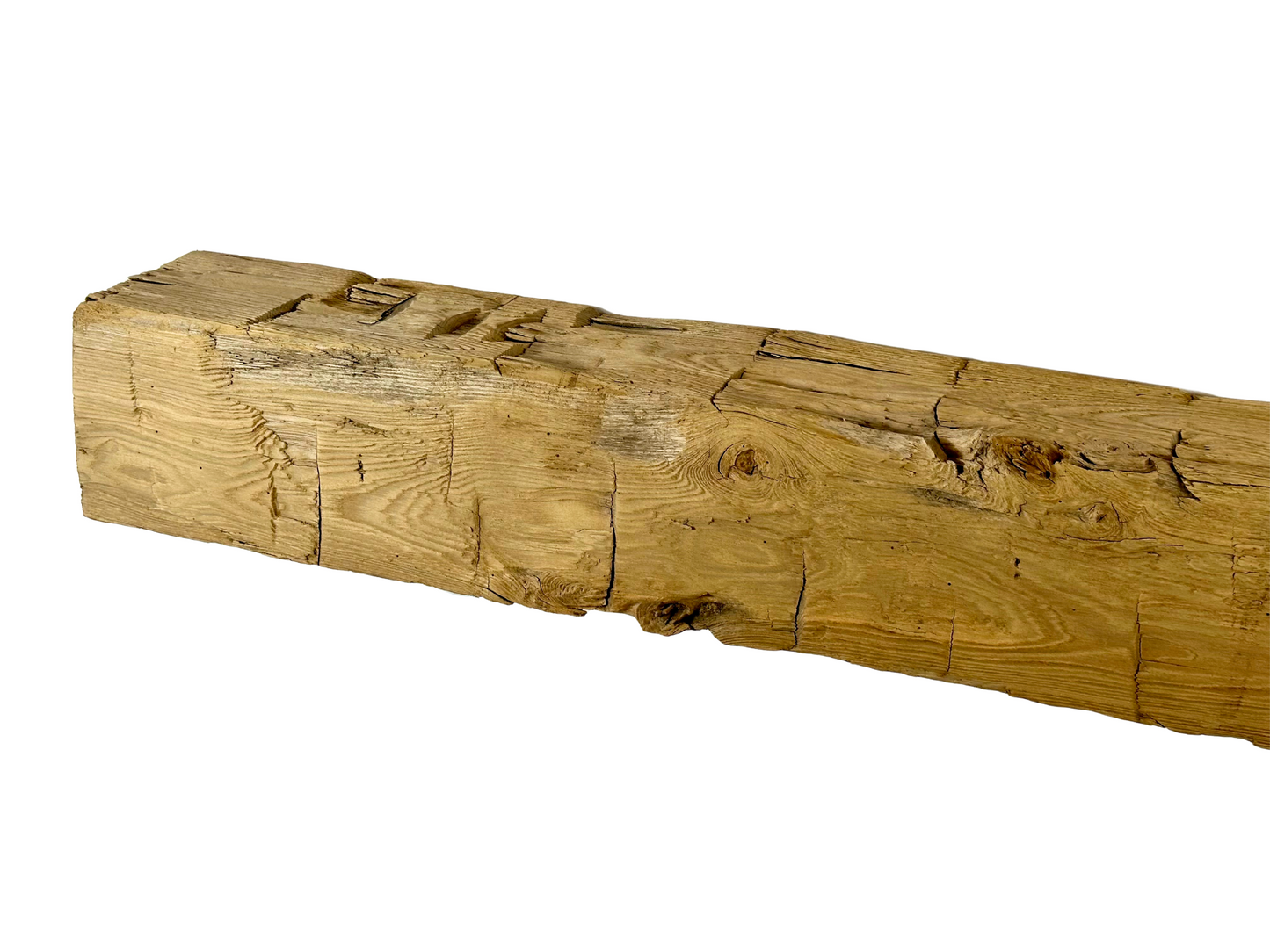 Hand Hewn Beam Fireplace Mantel - 6"H x 6"D x 52"L