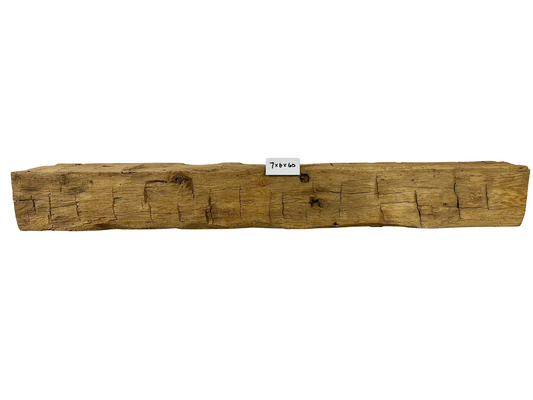 Hand Hewn Beam Fireplace Mantel - 7"H x 6"D x 60"L