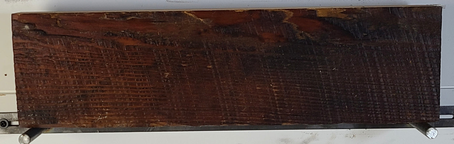 18" Reclaimed Barn Wood Fireplace Mantel Shelf - 2x6 Oil on white wall close up top view