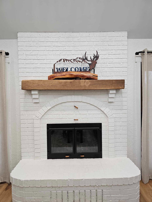 Reclaimed Wood Rustic Fireplace Mantel - 6 Inch Thick Face - Saw Cut