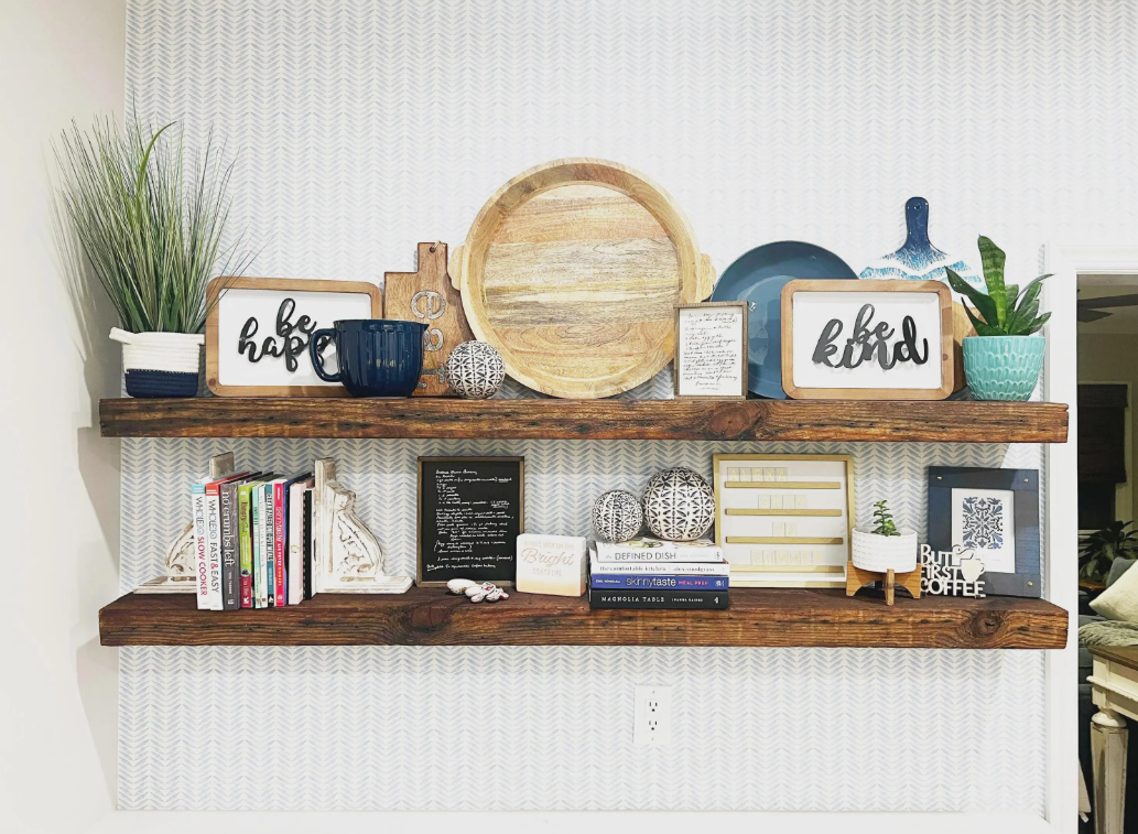 Reclaimed Wood Floating Wall Shelves - 2x8