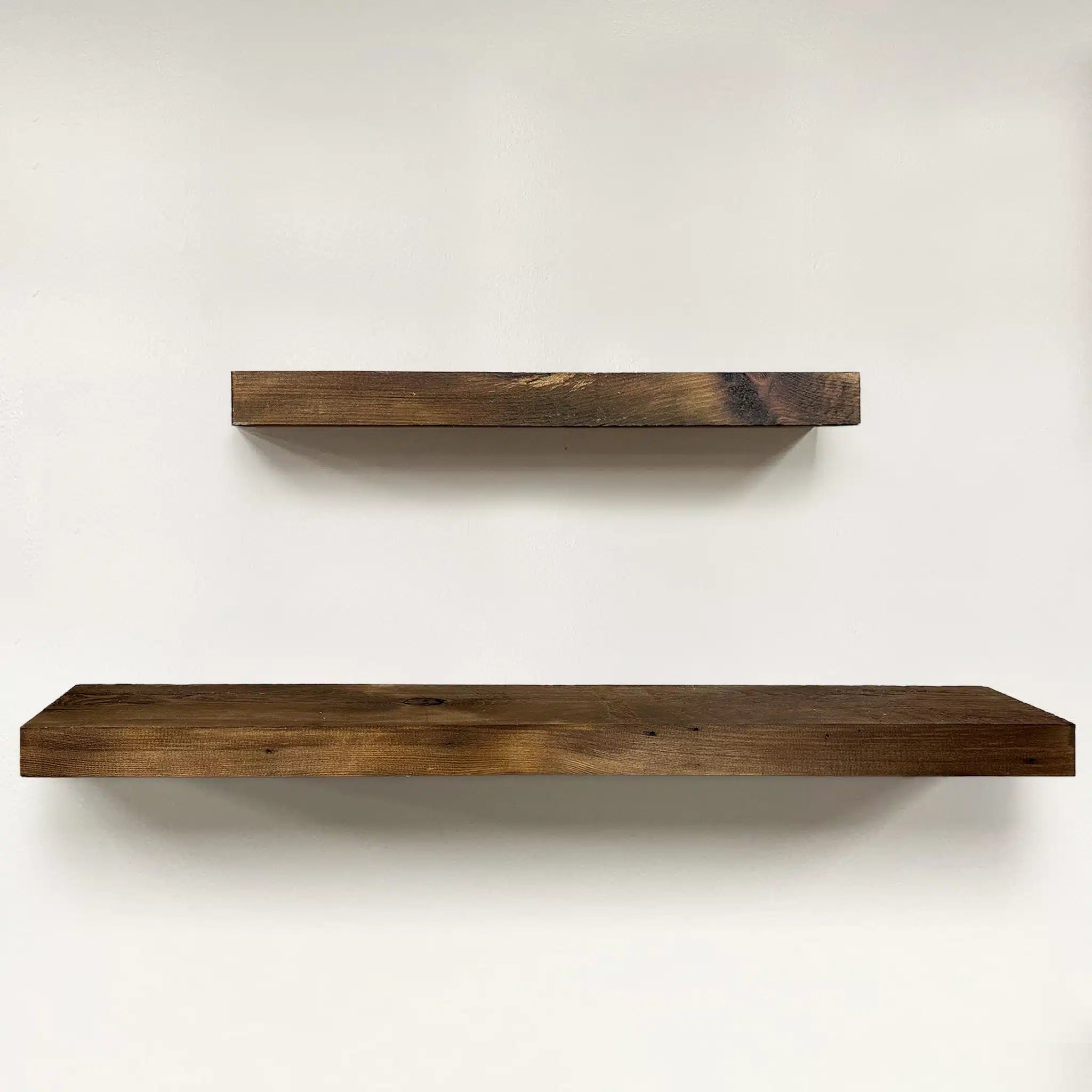 Floating top wood shelves