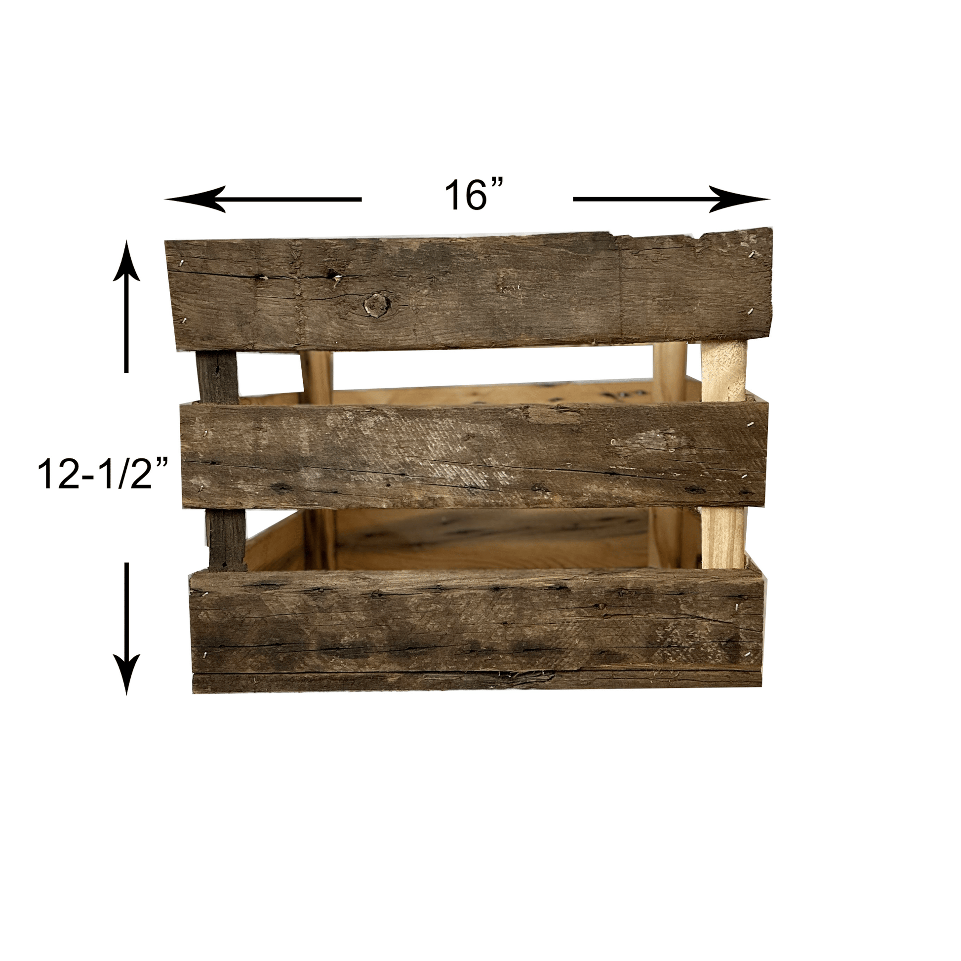 Rustic Wooden Crates Reclaimed Barn Wood Storage Boxes - Set of 3 medium dimensions
