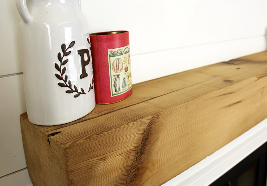 Reclaimed Wood Rustic Fireplace Mantel - 6 Inch Thick Face - Saw Cut 2