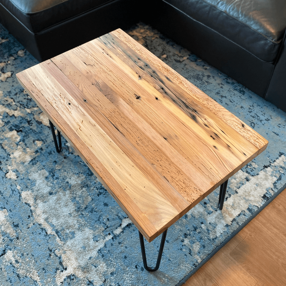 Reclaimed Wood Coffee Table with Hairpin Legs1