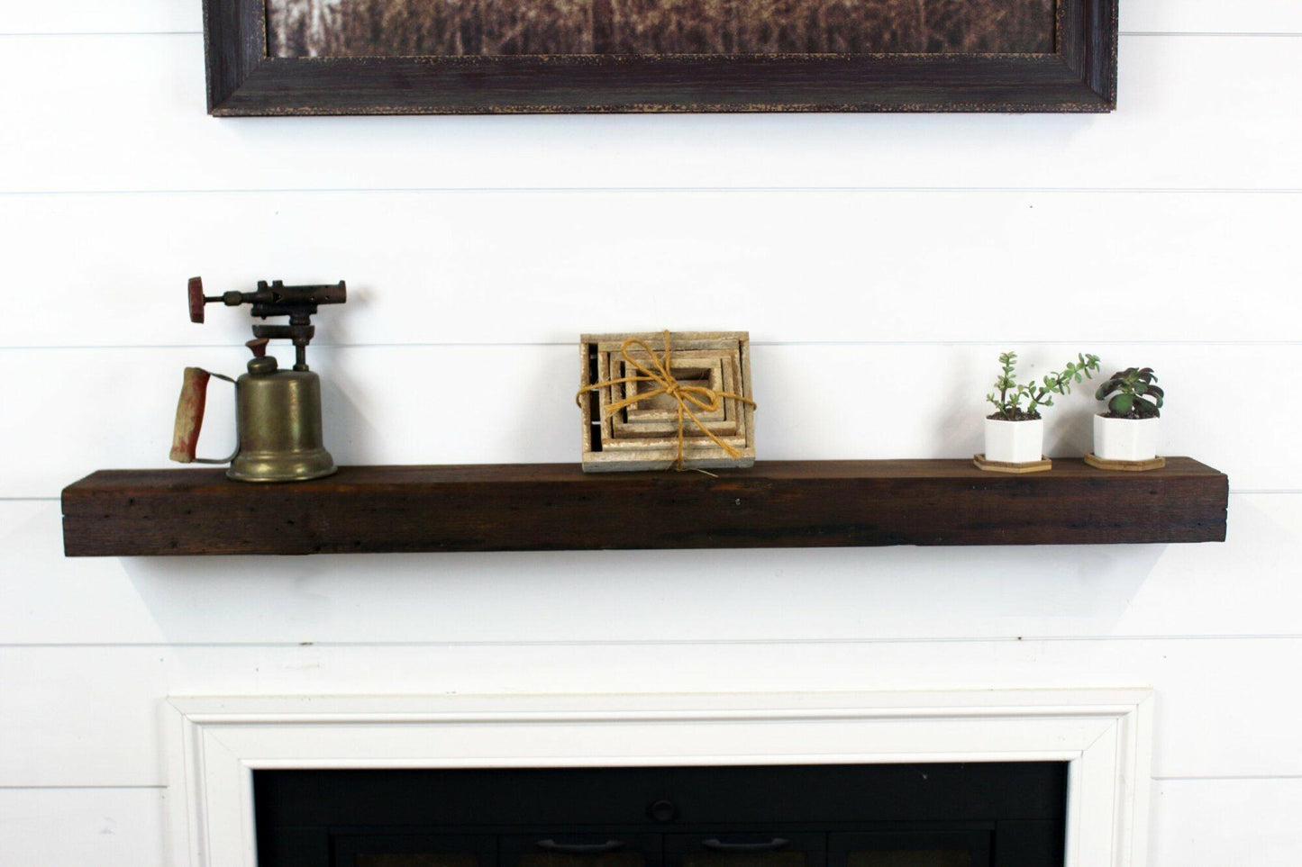 Skip-Planed Reclaimed Barn Wood Fireplace Mantel Shelves - 3x5