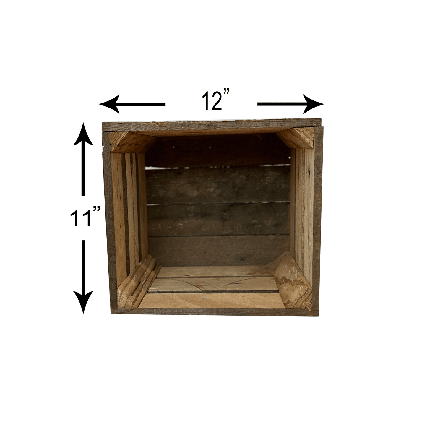 Rustic Wooden Crates Reclaimed Barn Wood Storage Boxes - Set of 3 dimensions 2