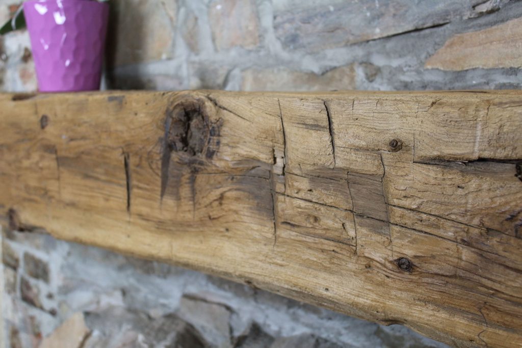 Reclaimed Hand Hewn Beam Close up