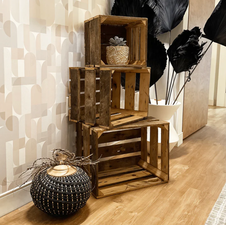 Open face reclaimed wood cube decor