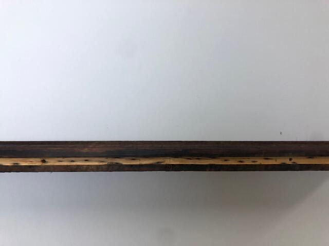 60" Reclaimed Barn Wood Fireplace Mantel Shelf - 3x7 on white wall back view