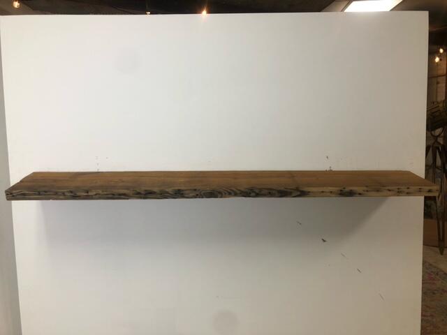 66" Reclaimed Barn Wood Shelf - 2x10 on white wall 