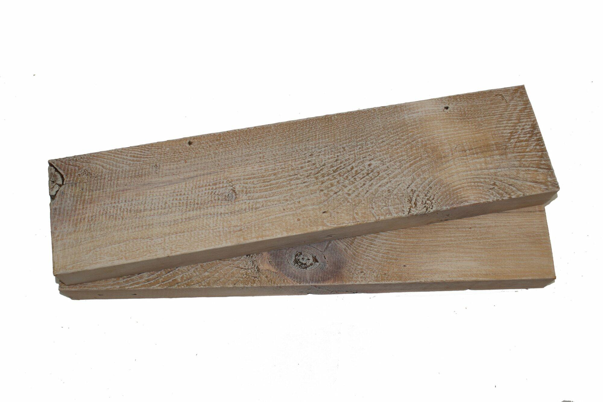 a set of two shelves shown in the white wash finish.