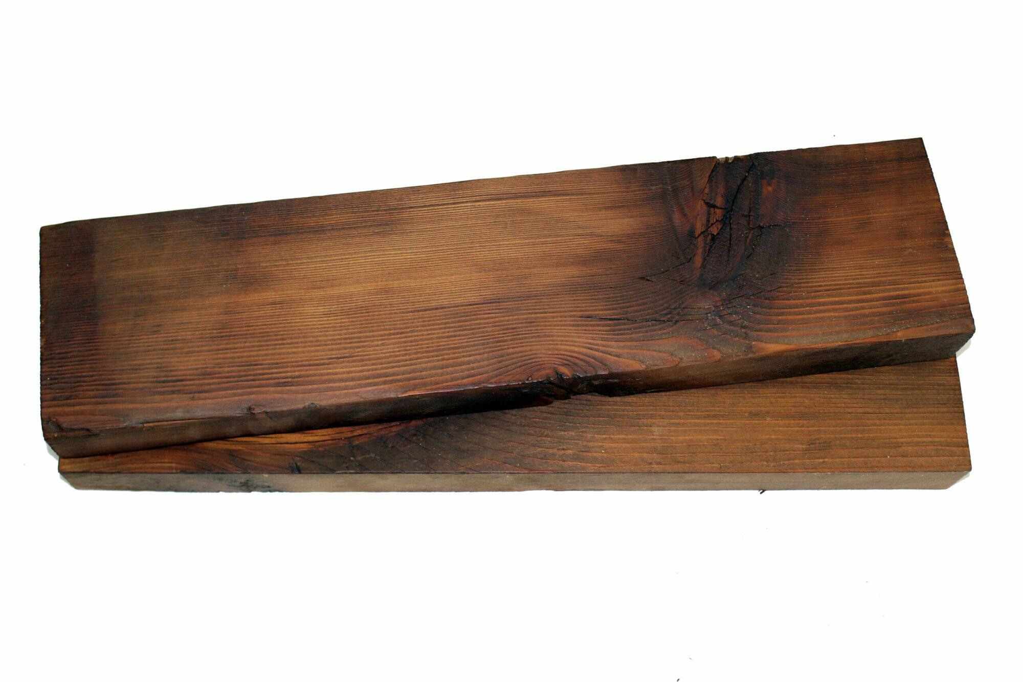 a set of two shelves shown in the early american finish.