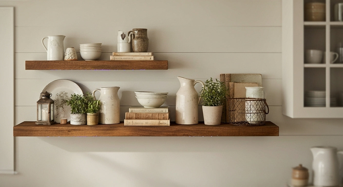 Reclaimed Wood Floating Wall Shelves - 2x8