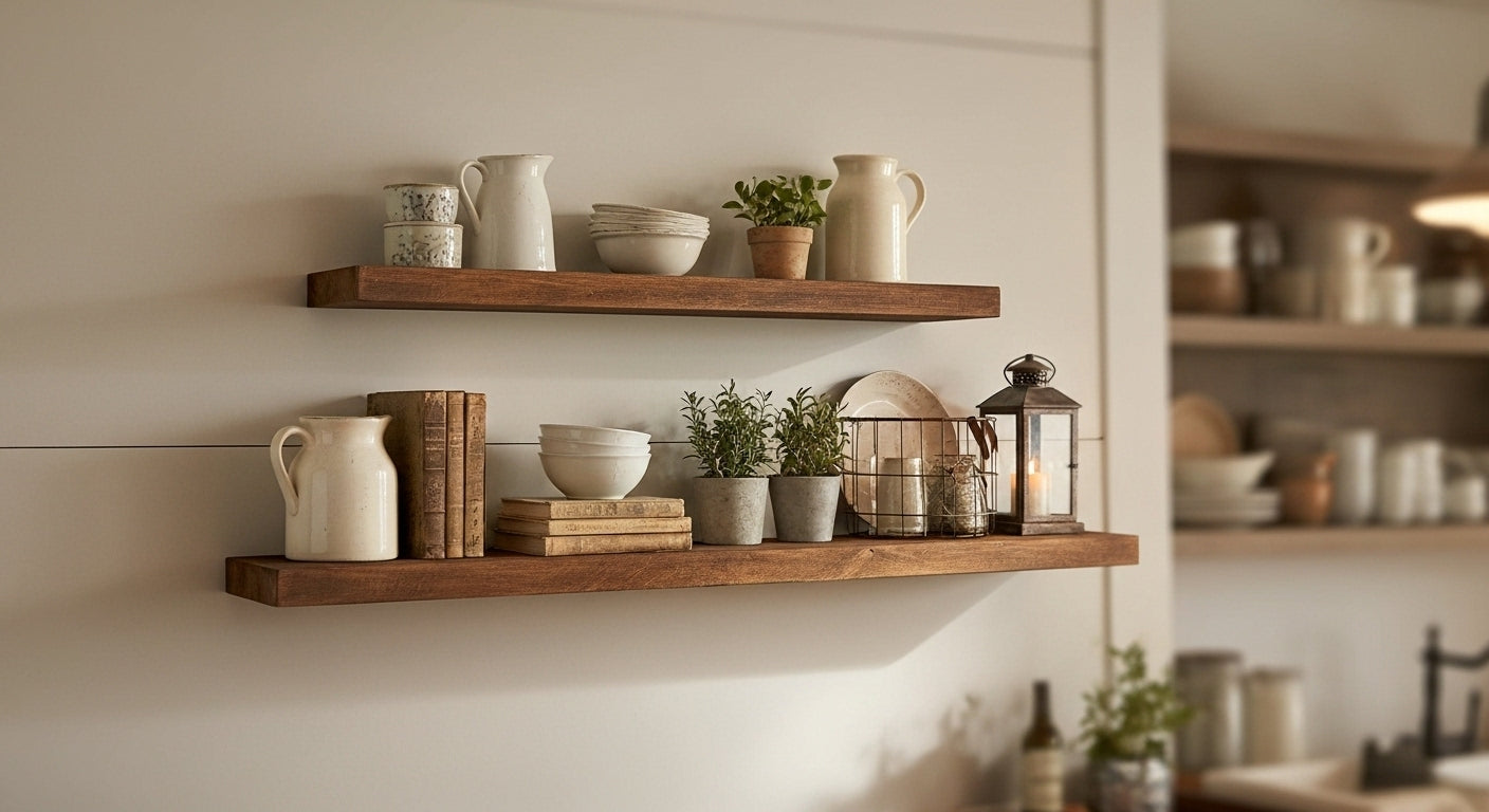Reclaimed Wood Floating Wall Shelves - 2x8