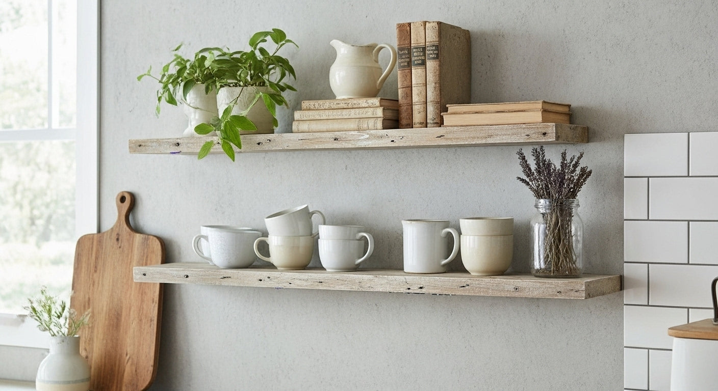 Reclaimed Wood Floating Wall Shelves - 2x8