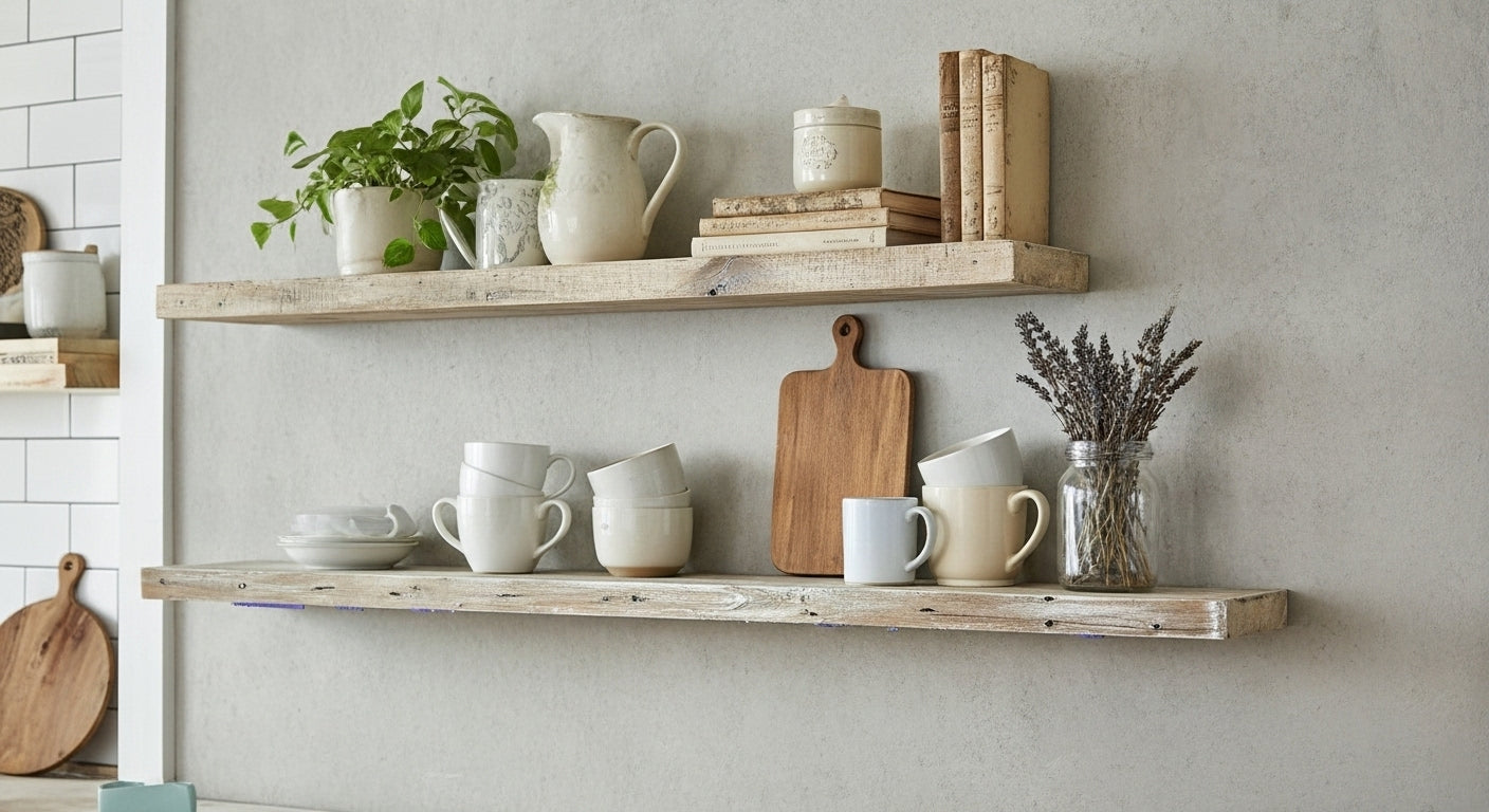 Reclaimed Wood Floating Wall Shelves - 2x8