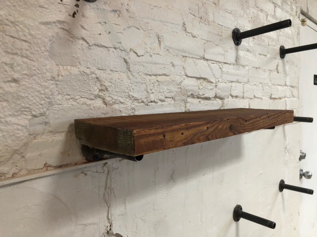 30" Reclaimed Barn Wood Shelf - 2x8 left angle