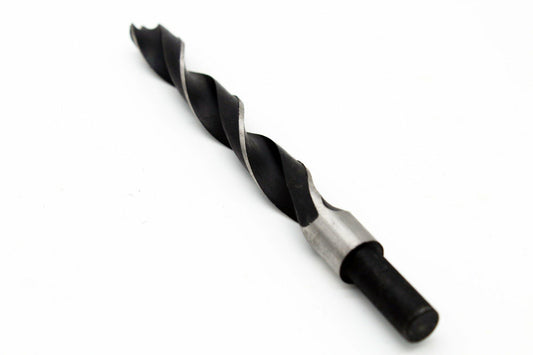 fluted shank self centering drill bit laying on an angle used for drilling into wood