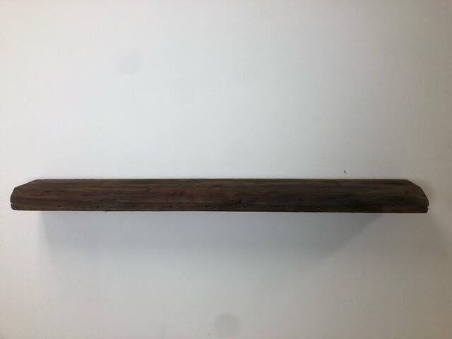 54" Reclaimed Barn Wood Fireplace Mantel Shelf - 3x7 on white front view