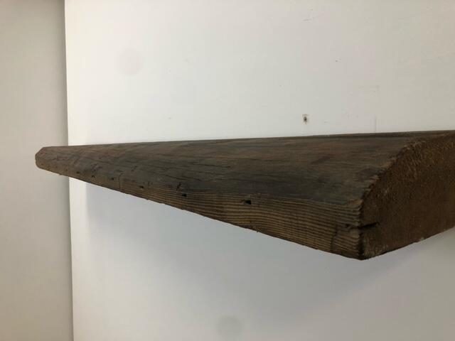 54" Reclaimed Barn Wood Fireplace Mantel Shelf - 3x7 right angel view