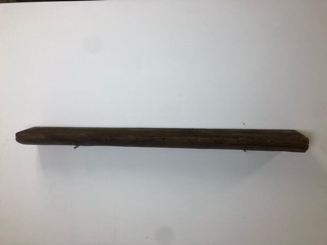54" Reclaimed Barn Wood Fireplace Mantel Shelf - 3x7 on white front view 2