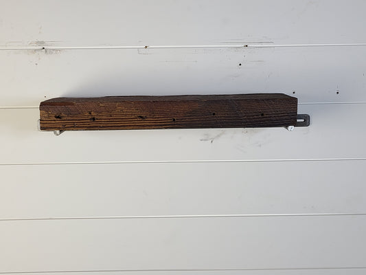 18" Reclaimed Barn Wood Fireplace Mantel Shelf - 2x6 Oil on white wall 1