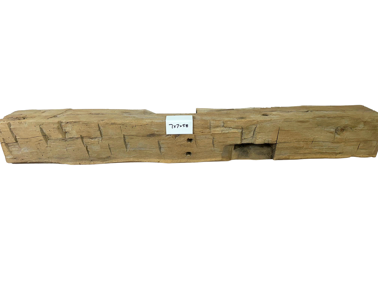 Hand Hewn Beam Fireplace Mantel - 7"H x 7"D x 58"L