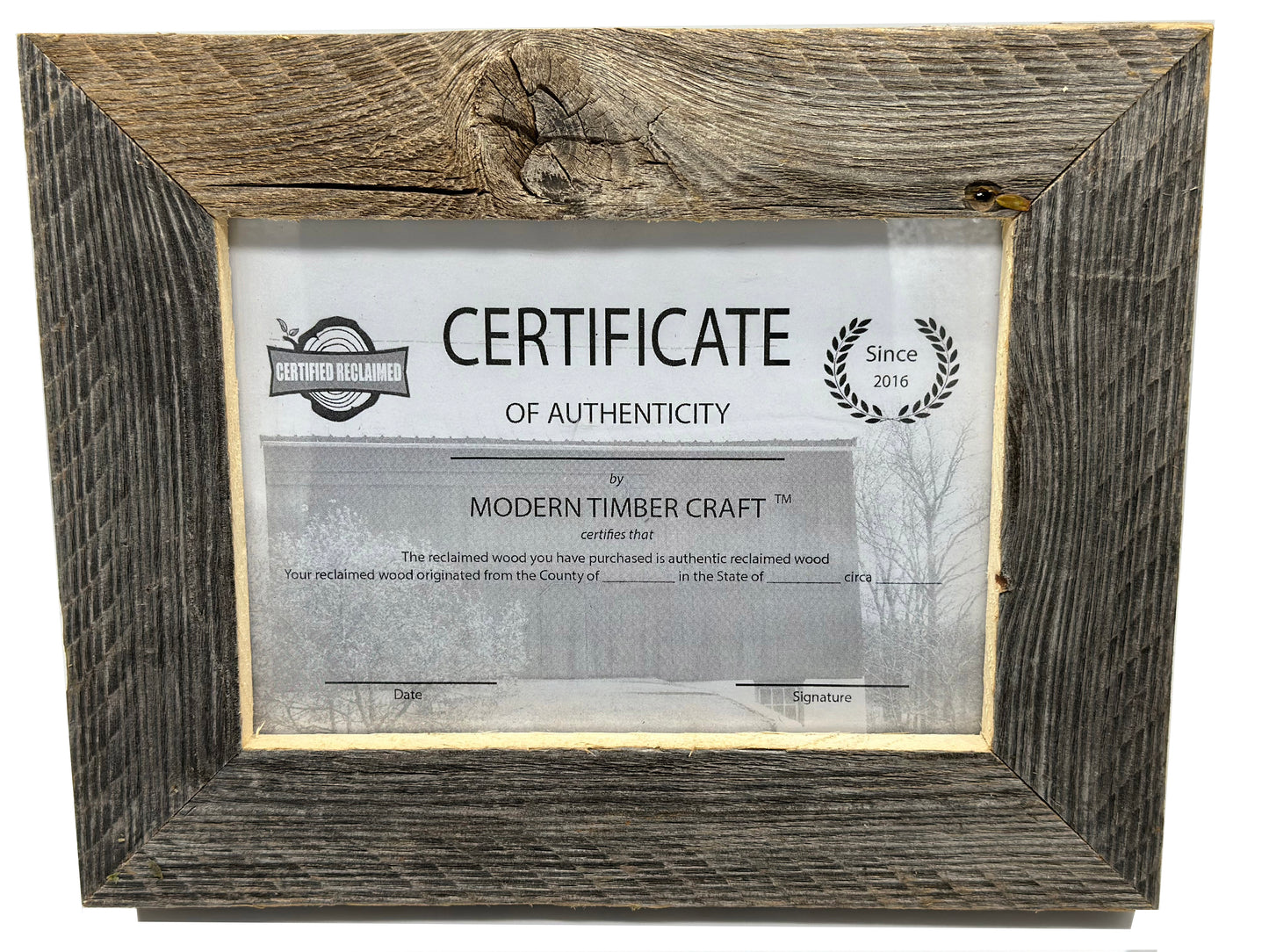 Framed Certificate of Authenticity
