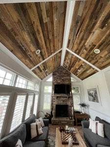 Reclaimed Wood Paneling in ceiling