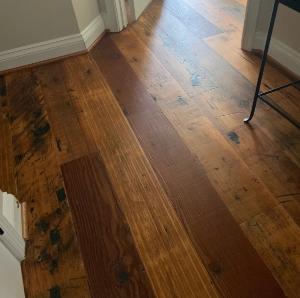 Douglas Fir reclaimed wood close up in common area
