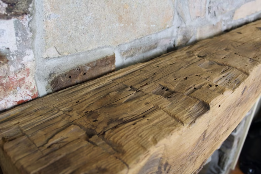 Hand Hewn Beam Authentic Reclaimed Wood Fireplace Mantels