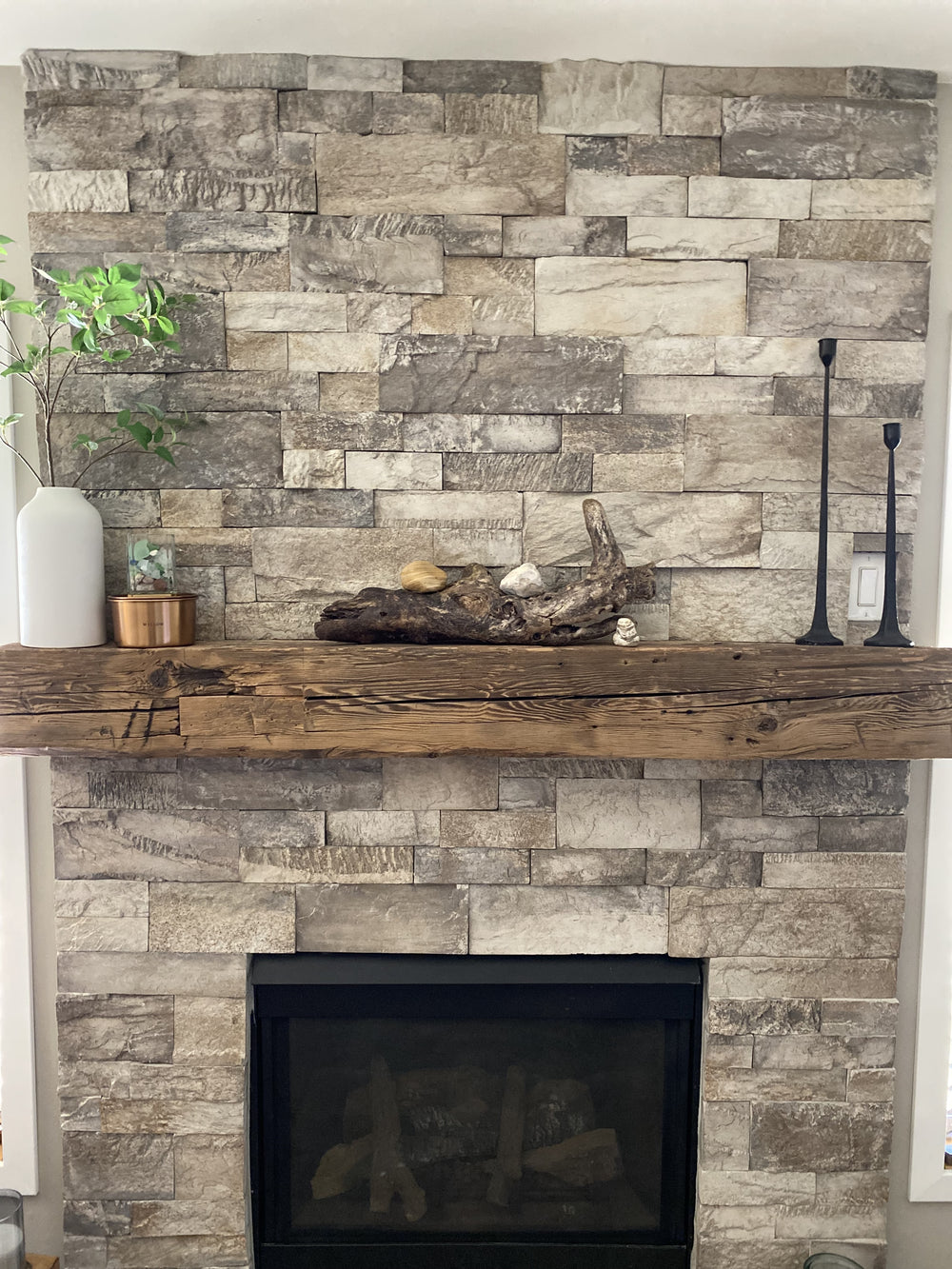 reclaimed wood mantel