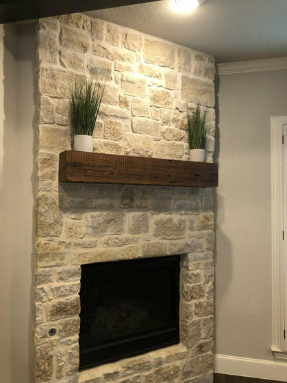 Reclaimed Wood Rustic Fireplace Mantel - 6x6 Authentic Barn Beam