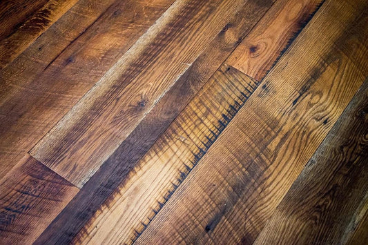 Heartland Barnwood Oak Red & White Mixed Skip-Planed Brown wood flooring   close up