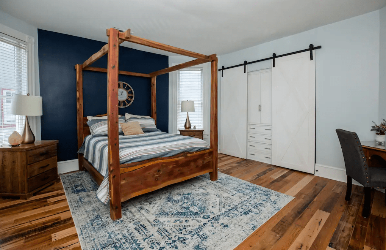 Reclaimed Industrial Oak Engineered Flooring in bedroom