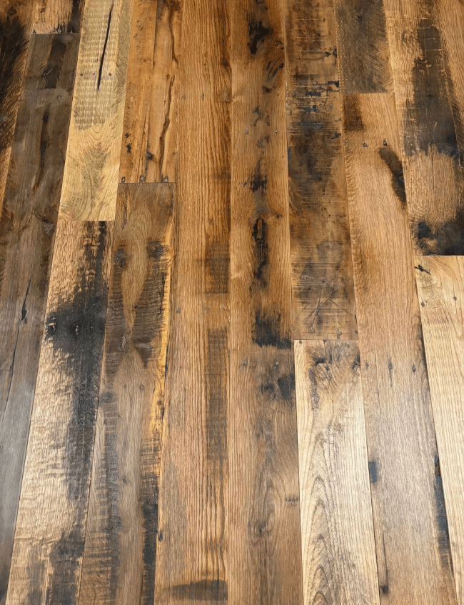 Reclaimed Industrial Oak Engineered Flooring close up 2