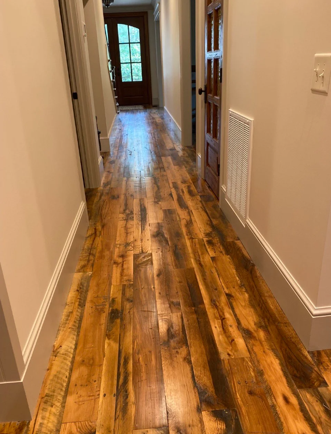 Reclaimed Industrial Oak Engineered Flooring in hall way area