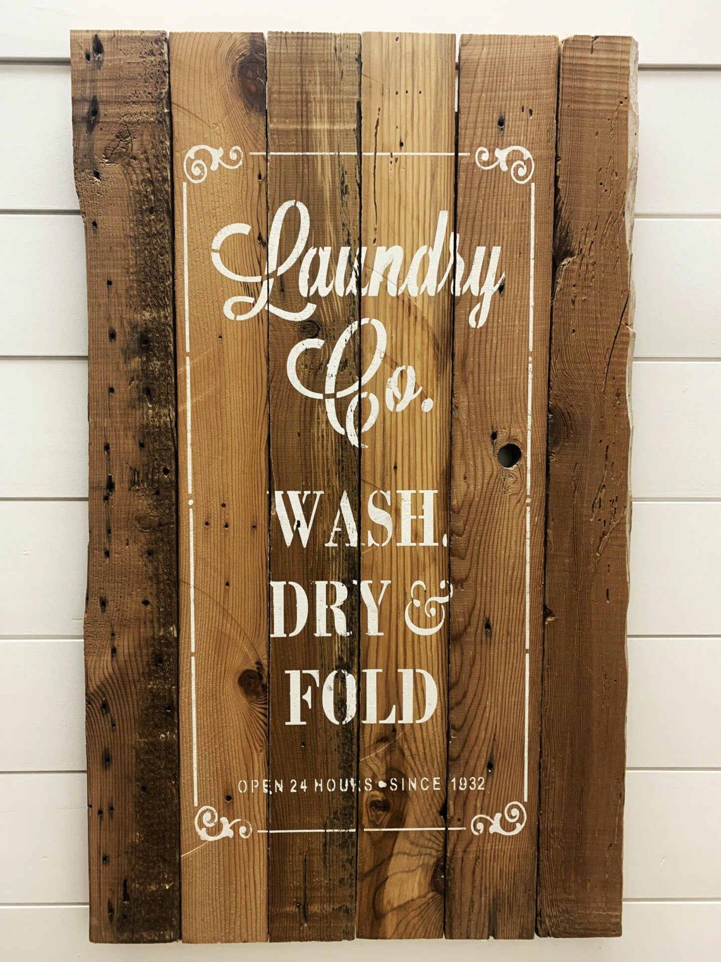 "Laundry & Co" Reclaimed Wood Farmhouse Wall Art Decor Sign