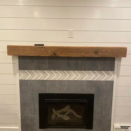 Reclaimed Wood Rustic Fireplace Mantel - 6x6 Authentic Barn Beam