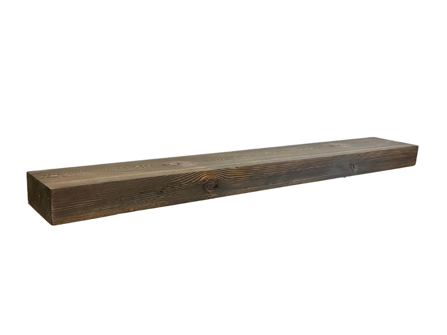 Planed and Sanded Reclaimed Barn Wood Fireplace Mantel Shelf - 3x7