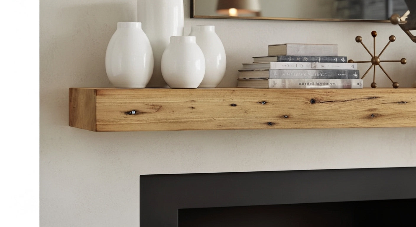 Planed and Sanded Reclaimed Barn Wood Fireplace Mantel - 4" Thick x 8" Deep