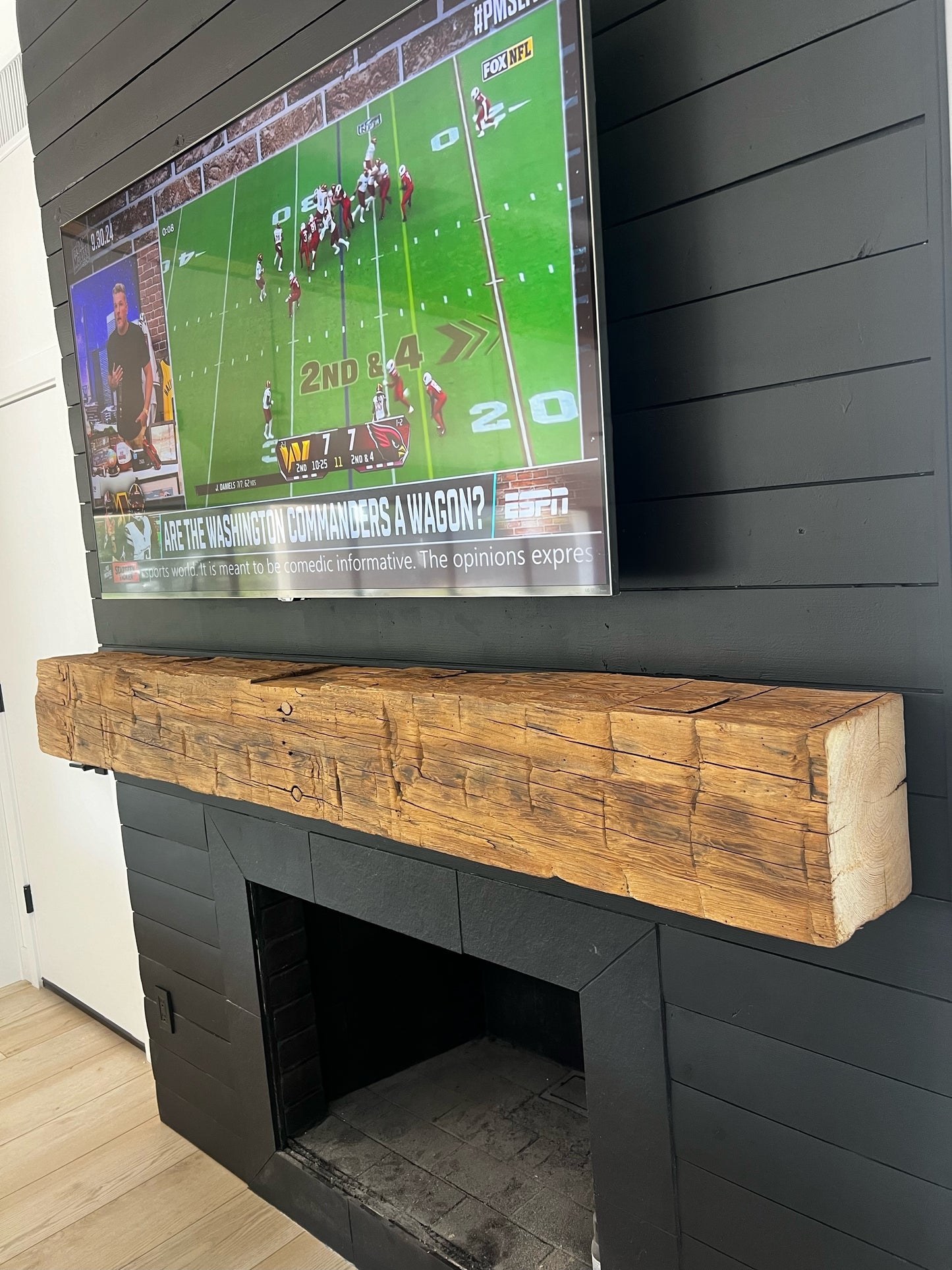 Hand Hewn Beam Authentic Reclaimed Wood Fireplace Mantels